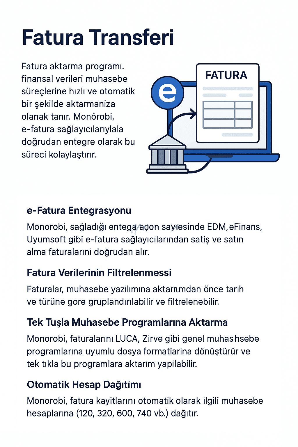 Monorobi ile Fatura Aktarımı Artık Otomatik